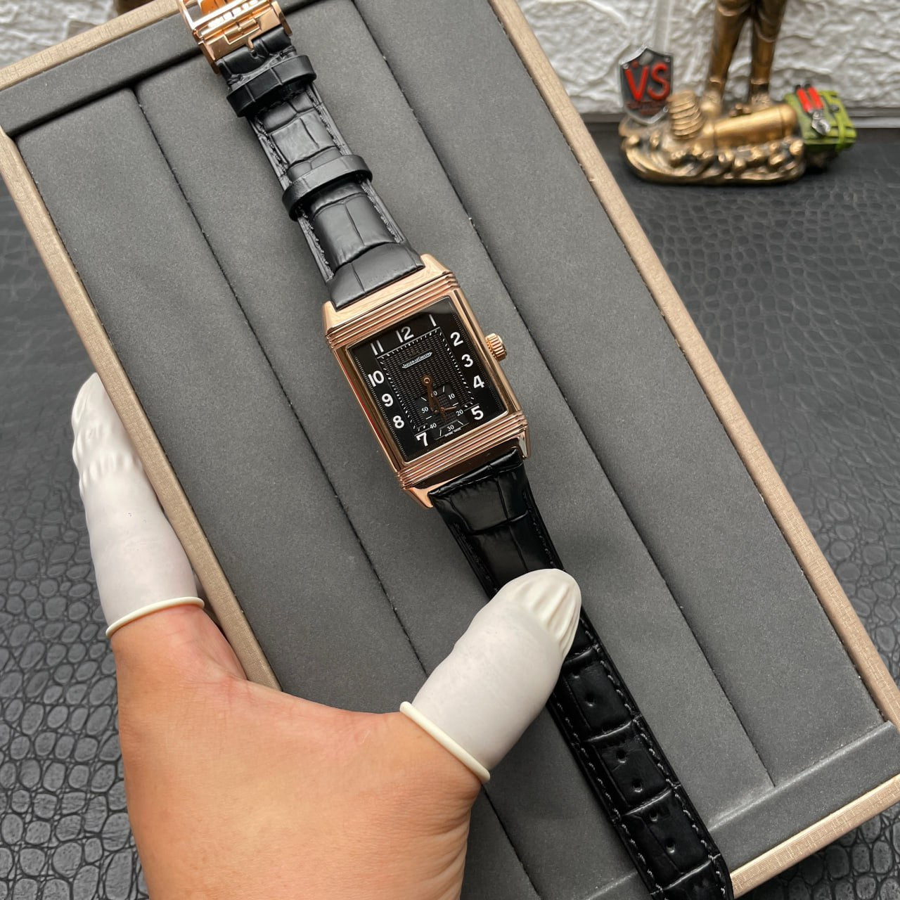 Jaeger LeCoultre Reverso Q3732470 1:1 Mejor edición Oro rosa Esfera negra