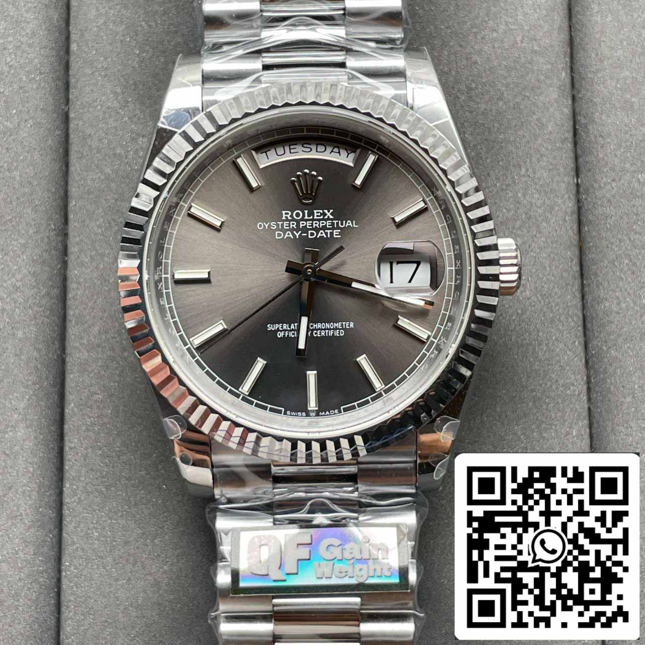 Rolex Day Date M228236-0013 Platinum slate dial Best 1:1 Edition QF Factory 184 gram