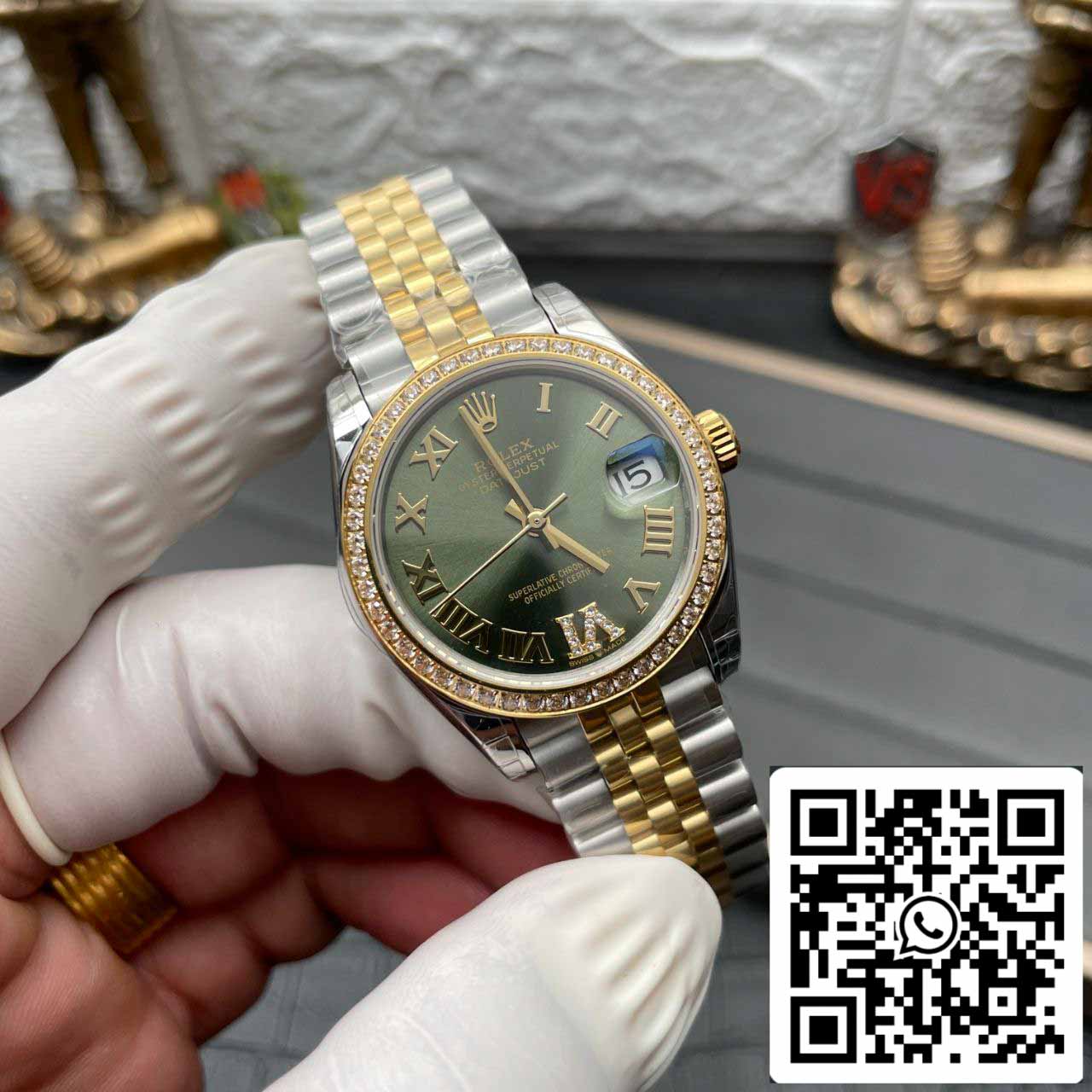 Rolex Datejust M126233-0025 1:1 Mejor edición EW Factory Esfera verde oliva con incrustaciones de diamantes