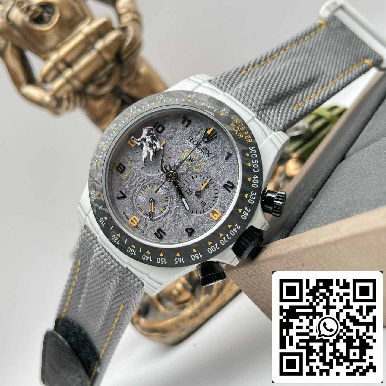 【4130 Movement DIW Modified Version】Rolex Cosmograph Daytona Series Grey Strap Carbon Fiber case