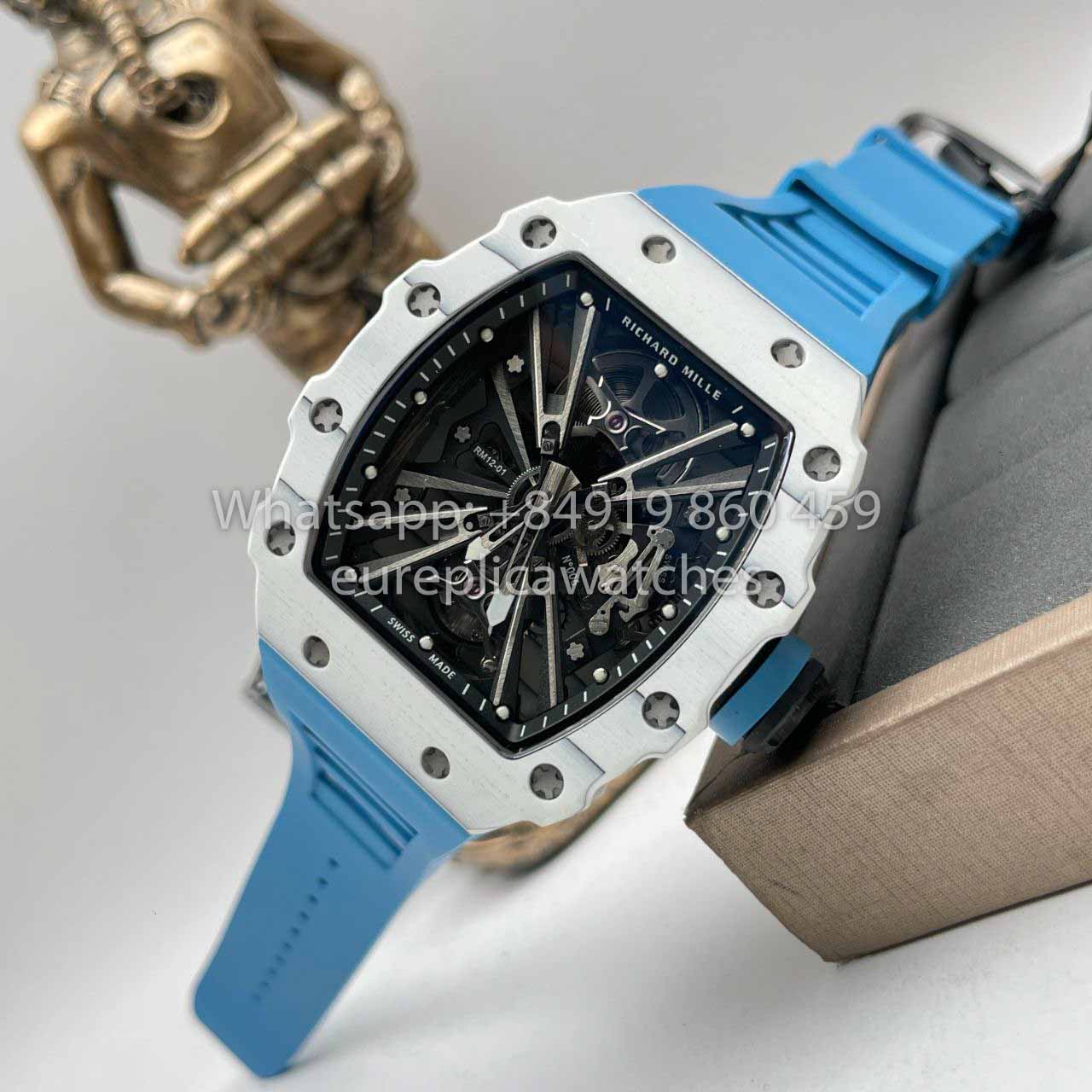 Richard Mille RM12-01 Tourbillon 1:1 Best Edition RM Factory Correa azul