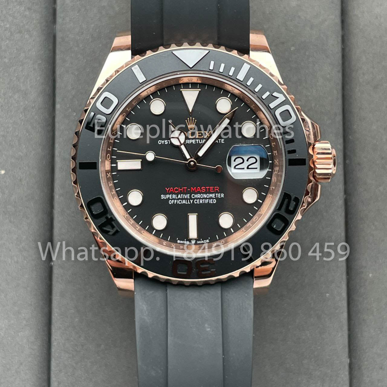 Orologio da uomo Rolex Yacht-Master 40 in oro rosa 126655-0002 rivestito in oro rosa 18k, pulito in fabbrica