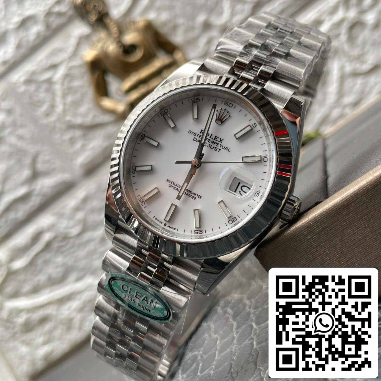 Rolex Datejust M126334-0010 cinturino Jubilee da 41 mm quadrante bianco pulito di fabbrica