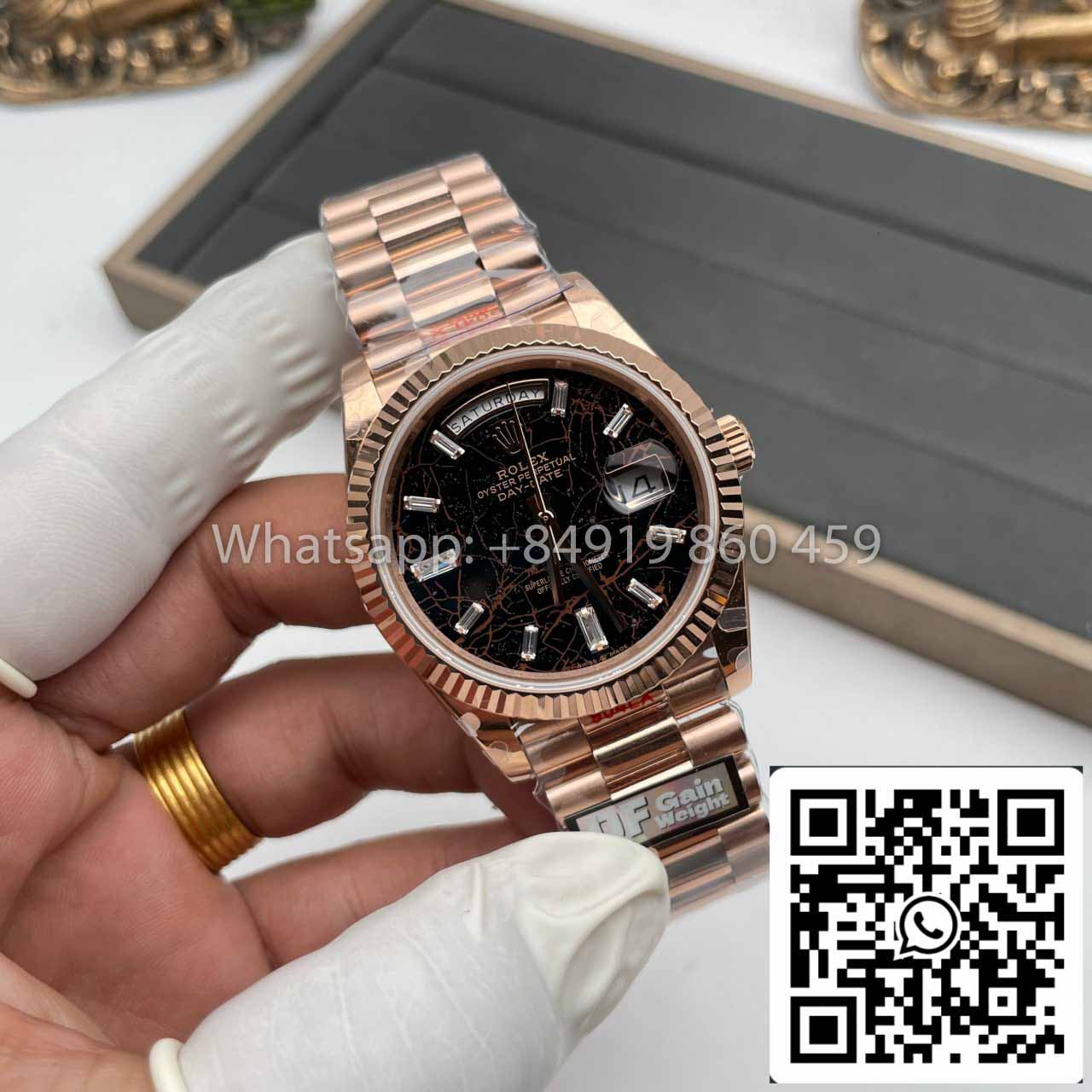 Rolex Everose Gold Day Date 40 228235-0045 1:1 Mejor edición QF Factory Esfera Eisenkiesel