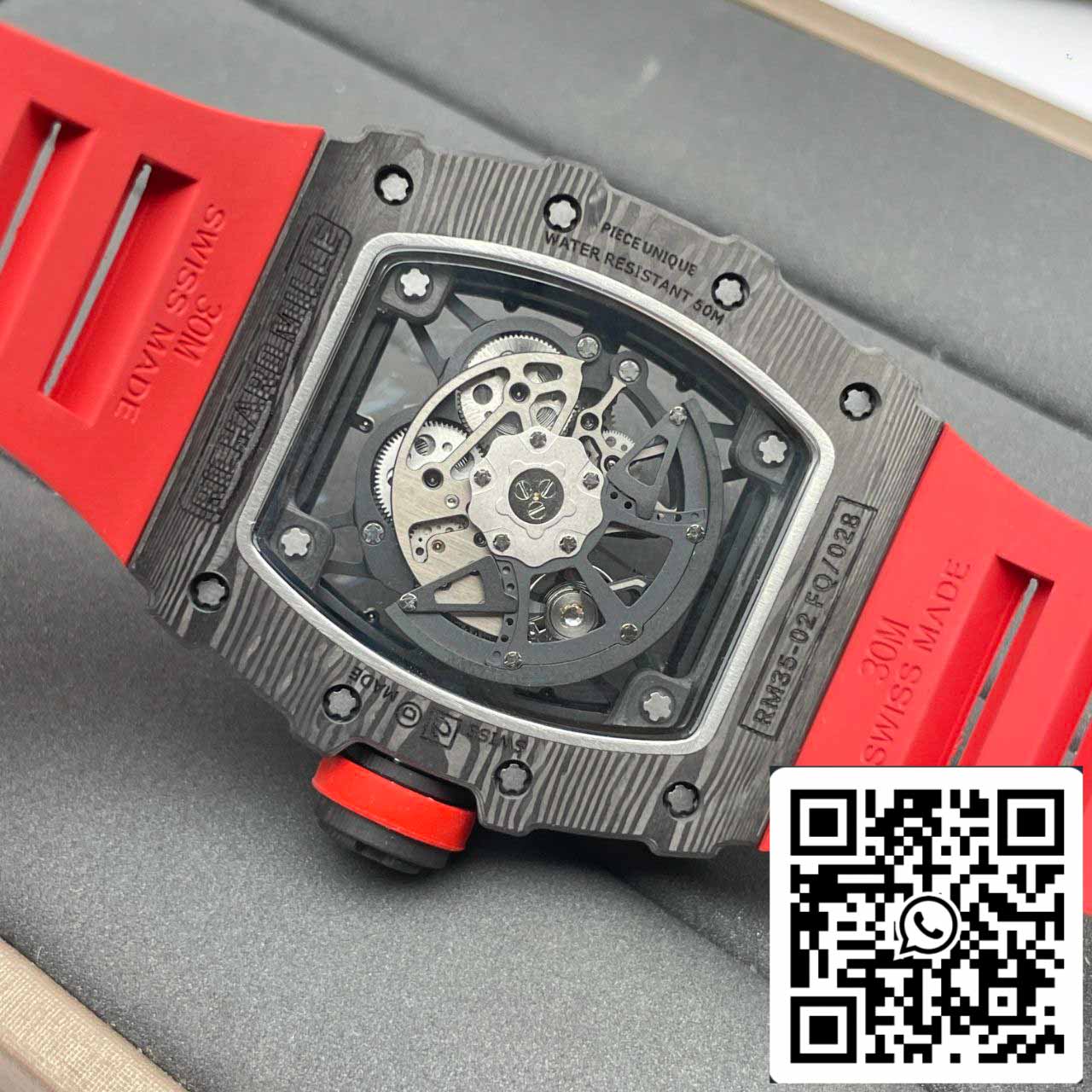 Richard Mille RM035-02 1:1 Best Edition T+ Factory NTPT Carbon Case Red Strap V4