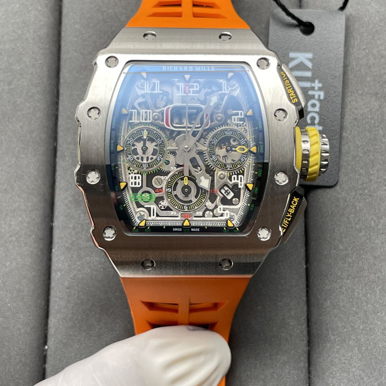 Richard Mille RM11-03 Cinturino arancione KV Factory in scala 1: 1 della migliore edizione