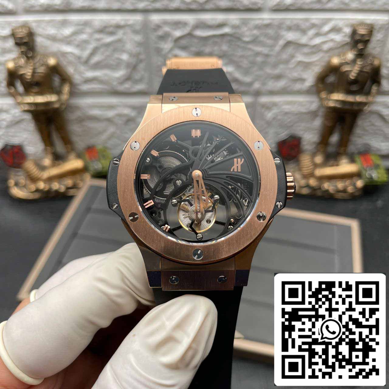 Hublot Big Bang hollow tourbillon 1:1 Best Edition Swiss Seagull hand-winding tourbillon movement 18K Rose Gold