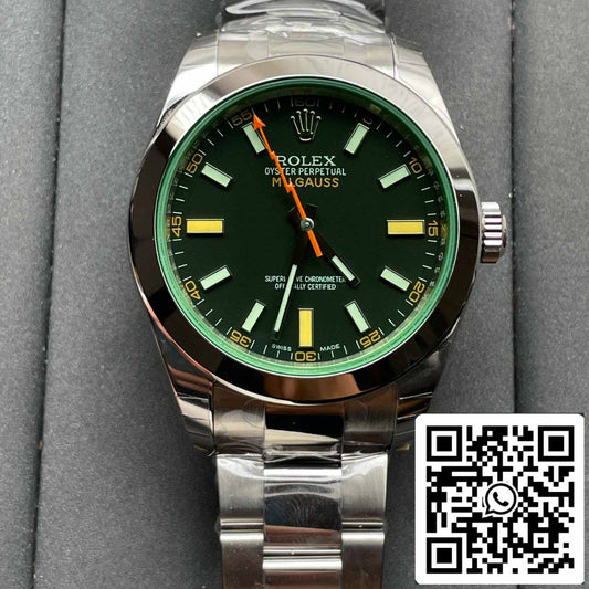 Rolex Milgauss 116400GV JVS Factory 1:1 Mejor edición suiza ETA3131 Esfera negra