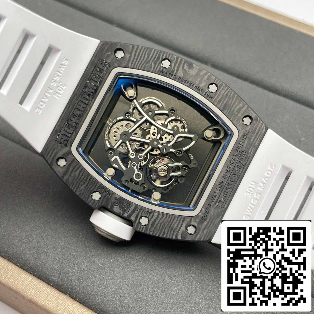 RICHARD MILLE RM055 ZF 2024 1:1 Best Edition Cassa in fibra di carbonio Cinturino nero 