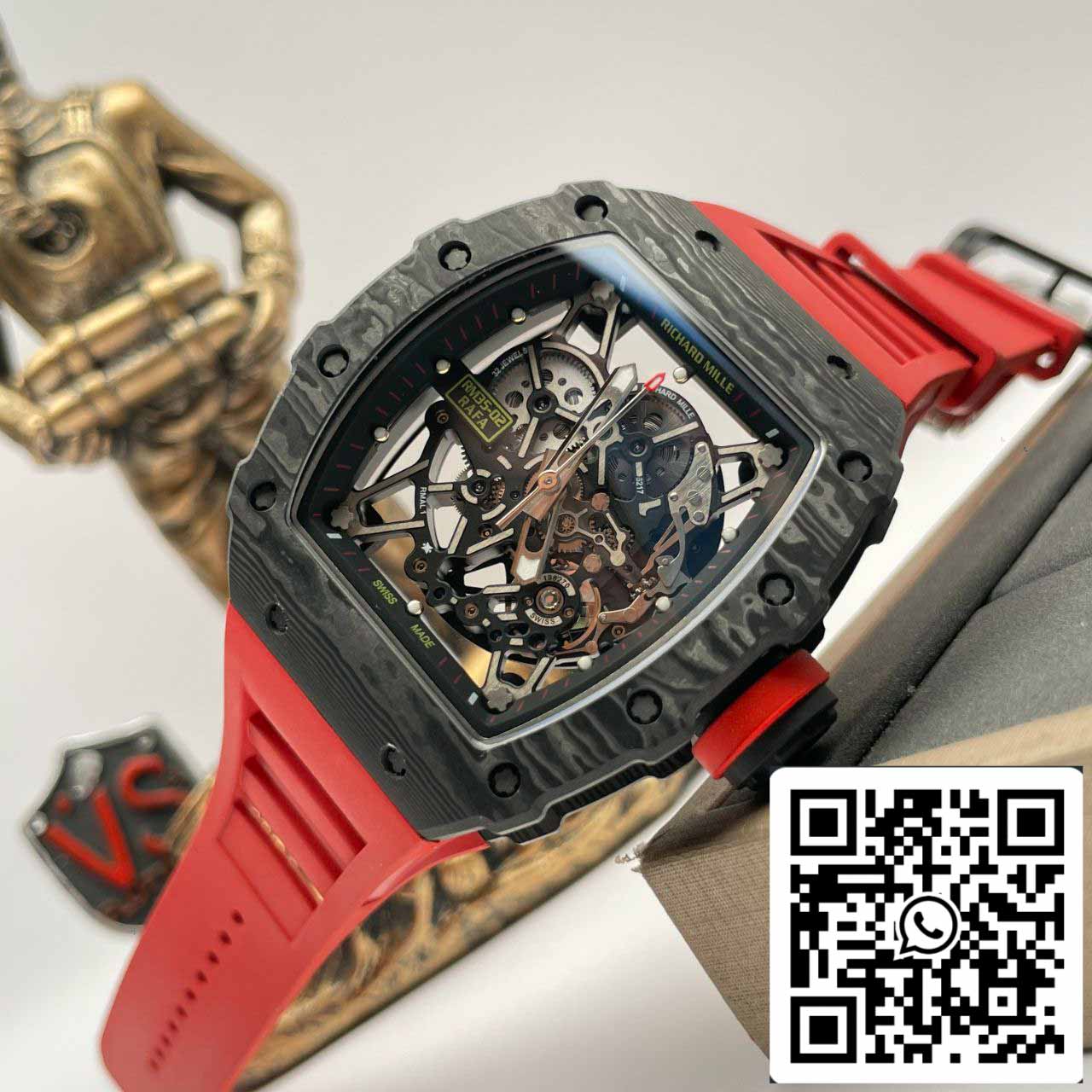 Richard Mille RM035-02 1:1 Best Edition T+ Factory NTPT Cassa in carbonio Cinturino rosso V4 