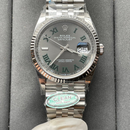 Rolex Datejust M126234-0045 36MM quadrante Wimbledon Clean Factory