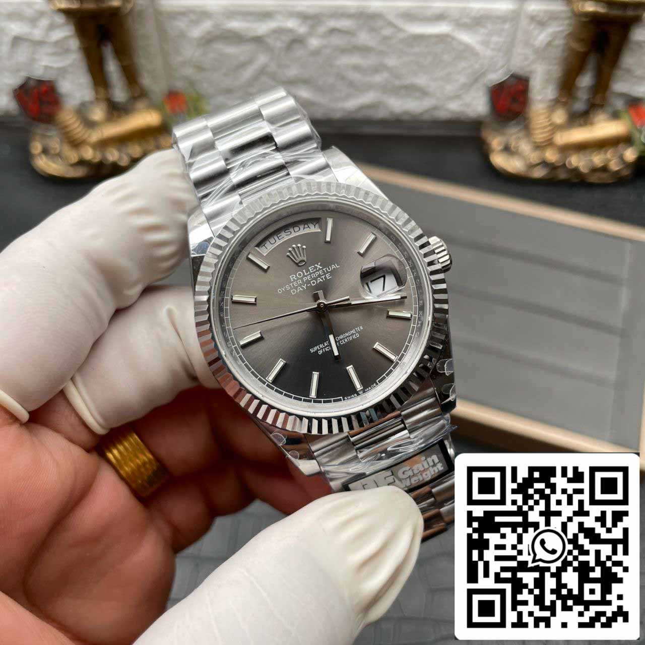 Rolex Day Date M228236-0013 Quadrante ardesia platino Migliore edizione 1:1 QF Factory 184 grammi