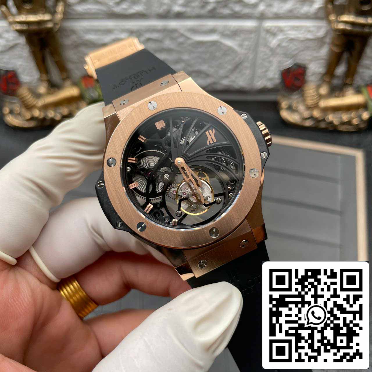 Hublot Big Bang tourbillon cavo 1:1 Best Edition Swiss Seagull movimento tourbillon a carica manuale in oro rosa 18 carati