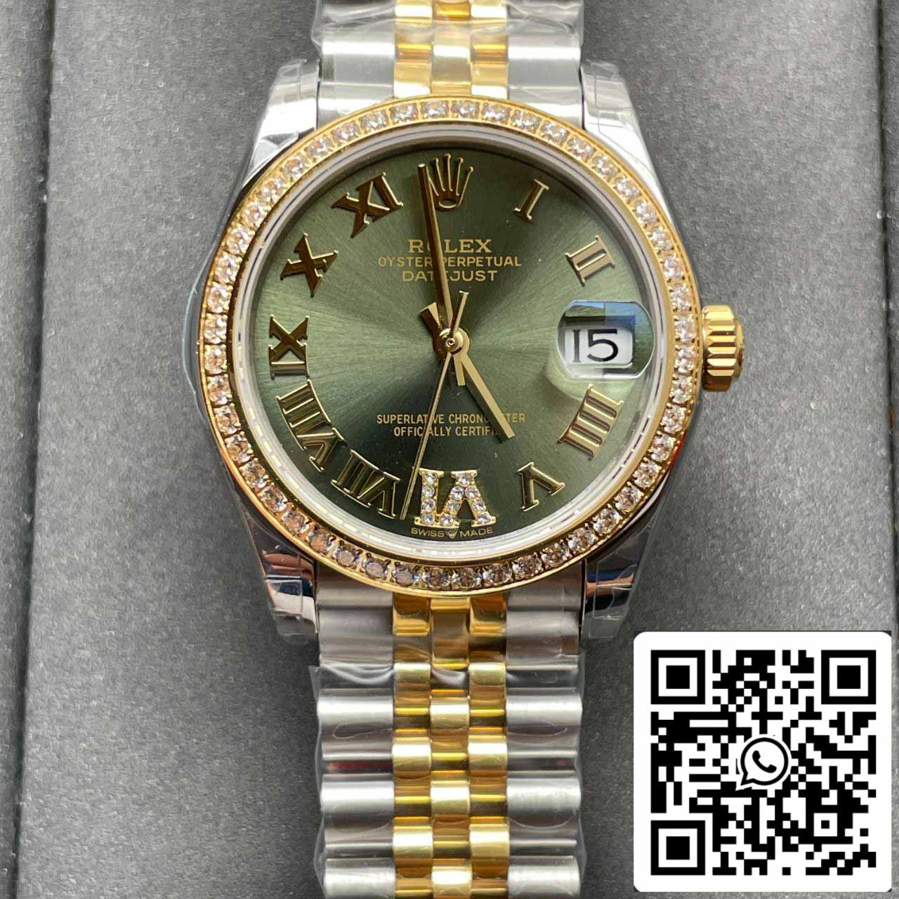 Rolex Datejust M126233-0025 1:1 Best Edition EW Factory Diamond-Studded Olive Green Dial