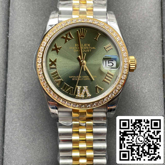 Rolex Datejust M126233-0025 1:1 Mejor edición EW Factory Esfera verde oliva con incrustaciones de diamantes