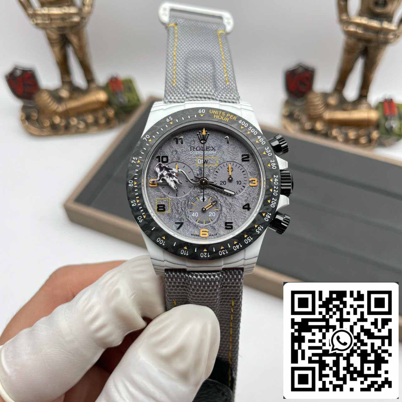 【4130 Movement DIW Modified Version】Rolex Cosmograph Daytona Series Grey Strap Carbon Fiber case