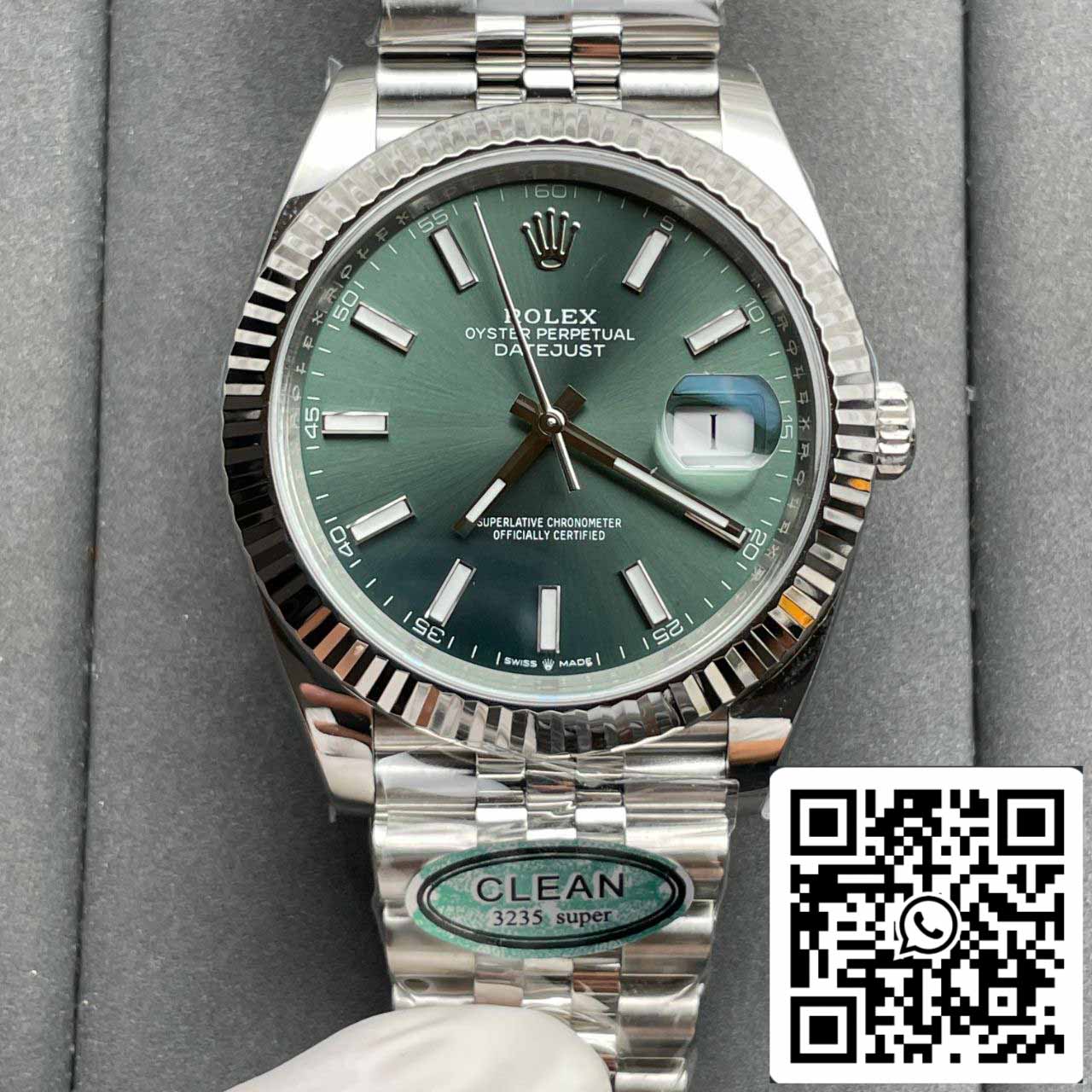 Rolex Datejust M126334-0027 41 mm Correa Jubilee Clean Factory Esfera verde menta