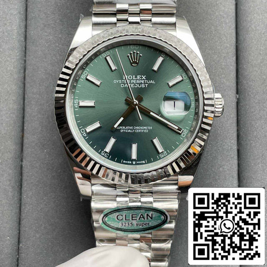 Rolex Datejust M126334-0027 Cinturino Jubilee da 41 mm Quadrante verde menta pulito di fabbrica