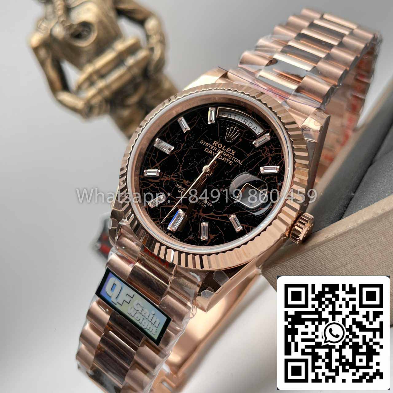 Rolex Everose Gold Day Date 40 228235-0045 1:1 Mejor edición QF Factory Esfera Eisenkiesel