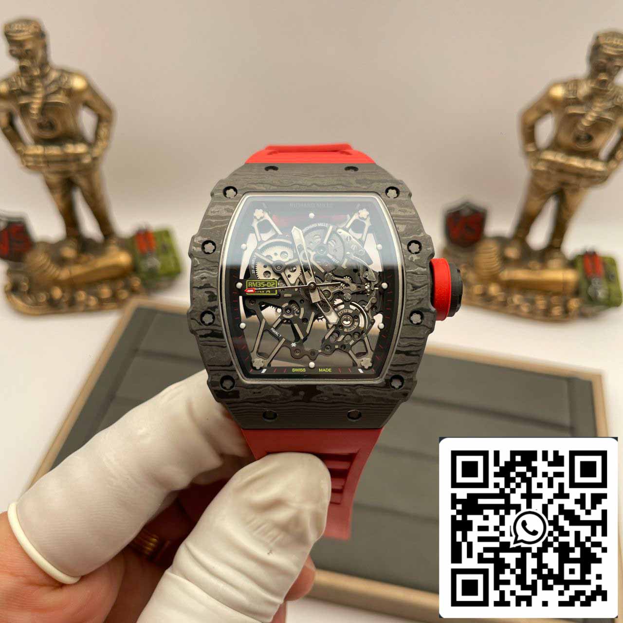 Richard Mille RM035-02 1:1 Best Edition T+ Factory NTPT Cassa in carbonio Cinturino rosso V4 