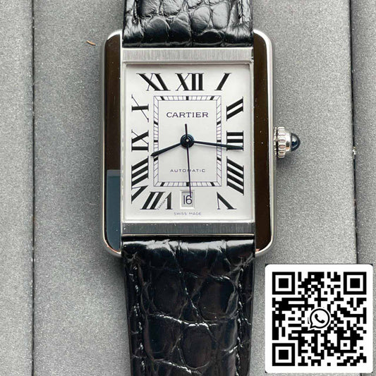 Cartier Tank W5200027 1:1 Best Edition AF Factory esfera blanca plateada