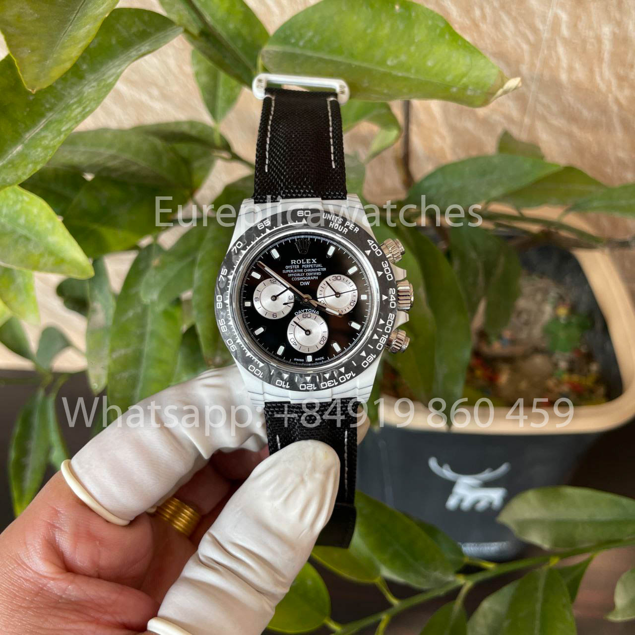 【Versión modificada DIW del movimiento 4130】 Serie Rolex Cosmograph Daytona con caja de fibra de carbono blanca