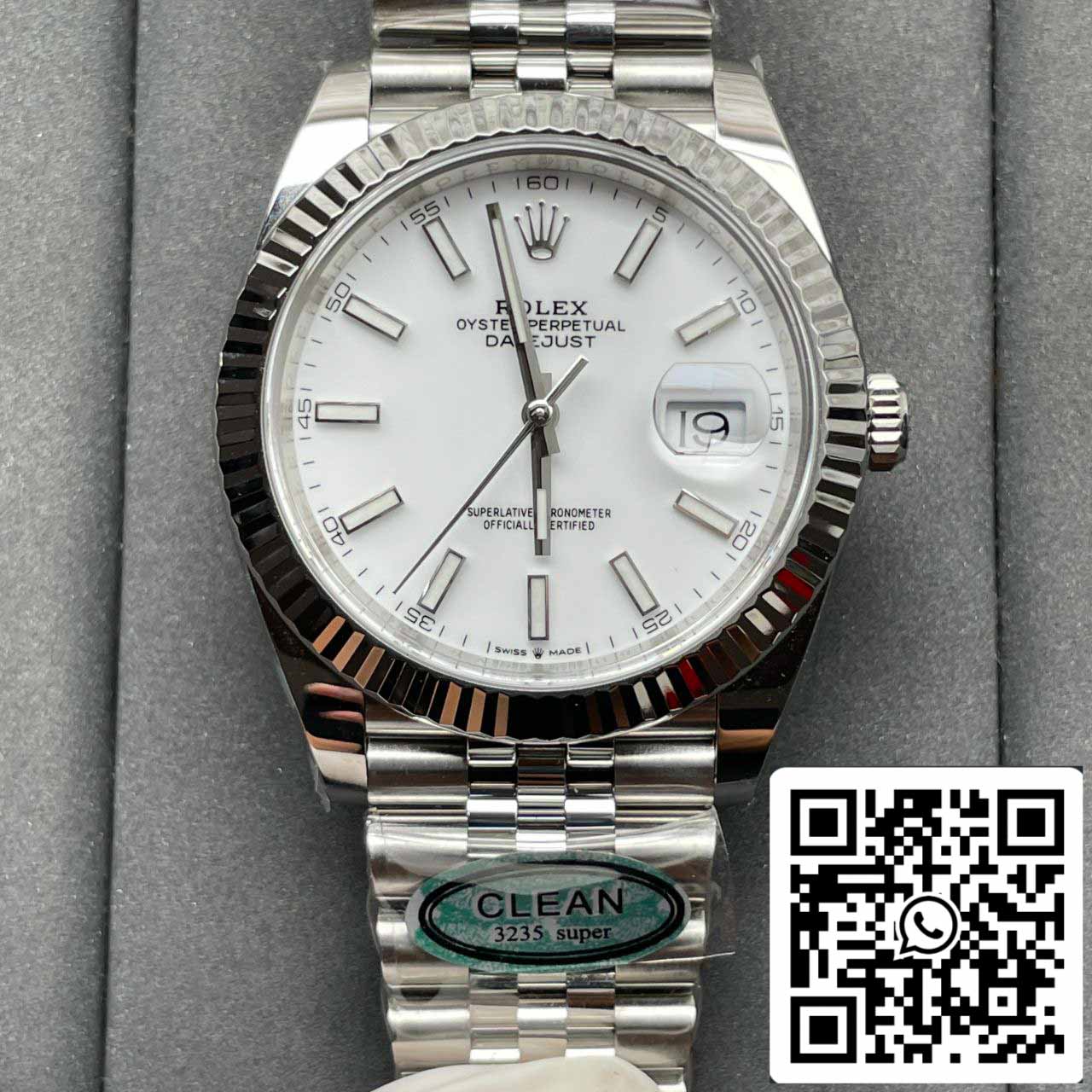 Rolex Datejust M126334-0010 cinturino Jubilee da 41 mm quadrante bianco pulito di fabbrica