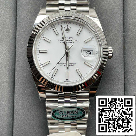 Rolex Datejust M126334-0010 41 mm Correa Jubilee Esfera blanca de fábrica limpia