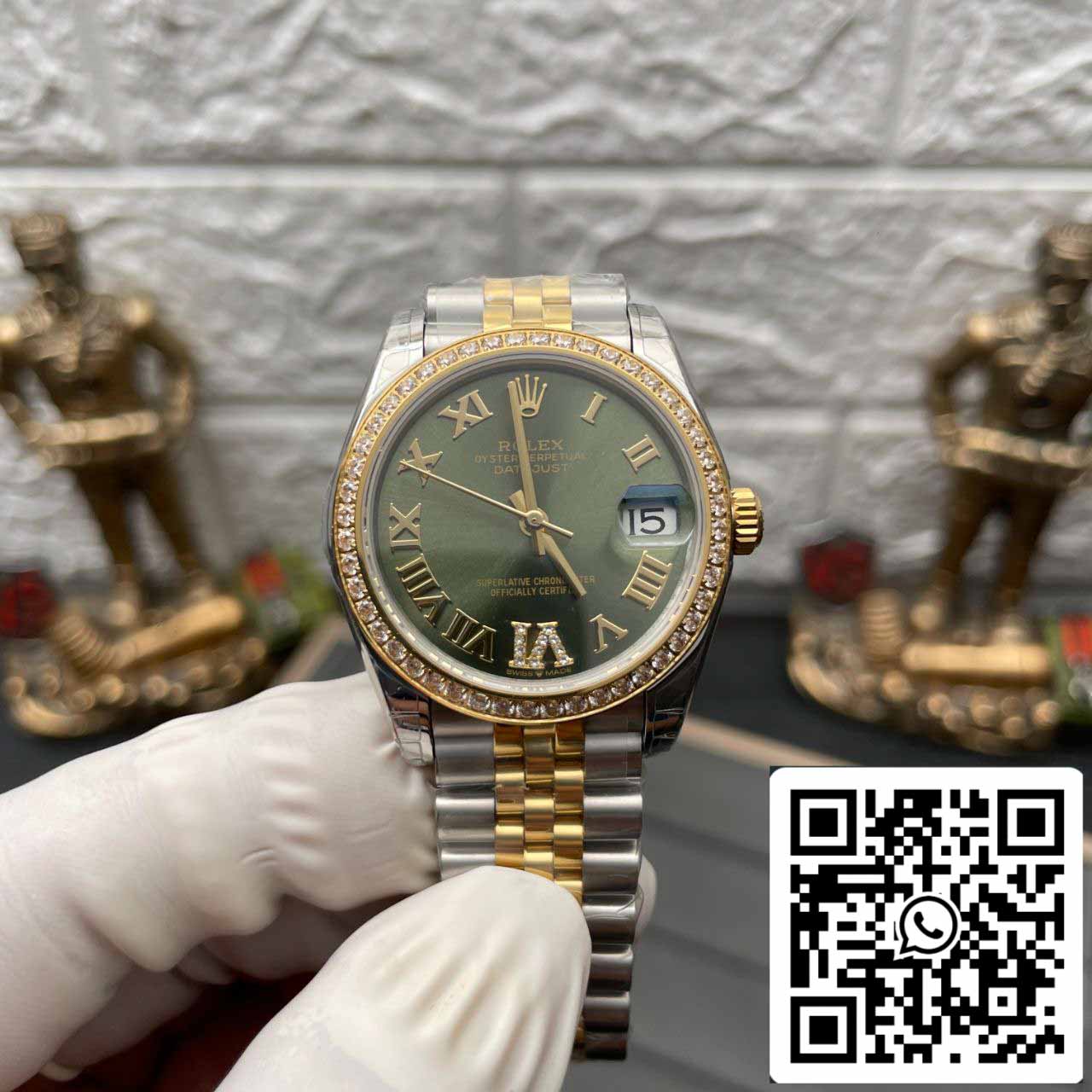 Rolex Datejust M126233-0025 1:1 Mejor edición EW Factory Esfera verde oliva con incrustaciones de diamantes