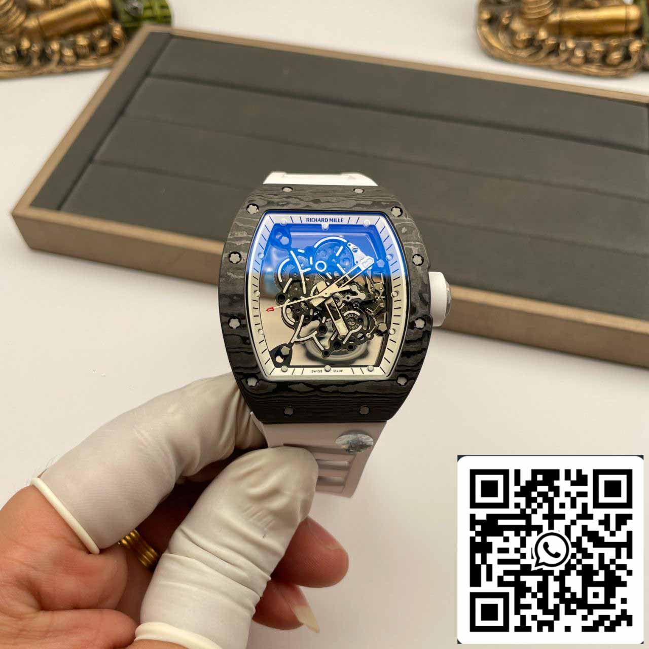 RICHARD MILLE RM055 ZF 2024 1:1 Best Edition Cassa in fibra di carbonio Cinturino nero 