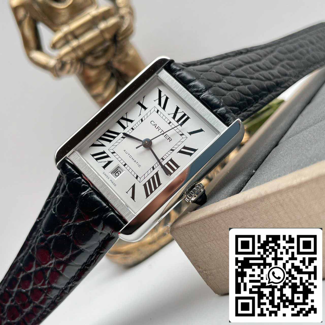 Cartier Tank W5200027 1:1 Best Edition AF Factory esfera blanca plateada