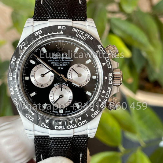 【Versión modificada DIW del movimiento 4130】 Serie Rolex Cosmograph Daytona con caja de fibra de carbono blanca