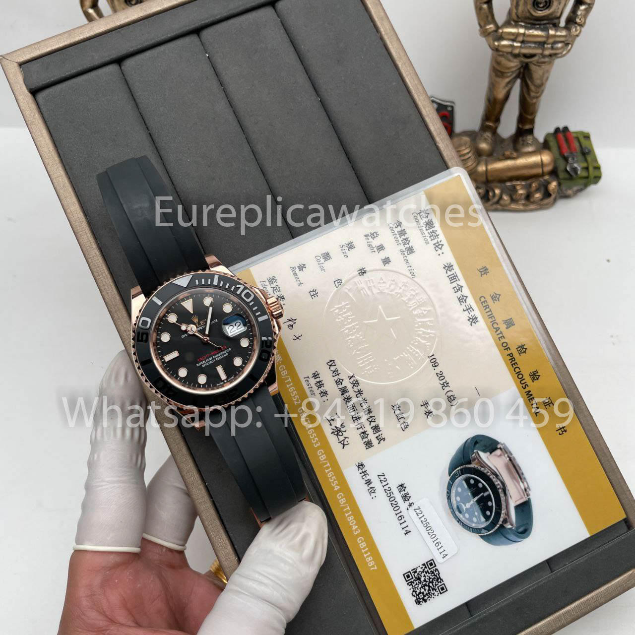 Orologio da uomo Rolex Yacht-Master 40 in oro rosa 126655-0002 rivestito in oro rosa 18k, pulito in fabbrica