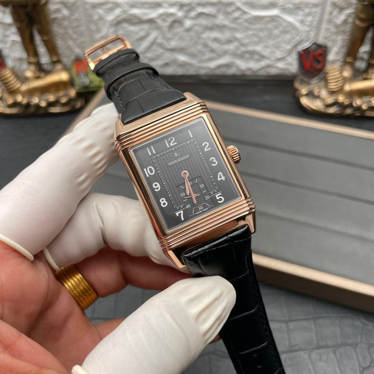 Jaeger LeCoultre Reverso Q3732470 1:1 Mejor edición Oro rosa Esfera negra