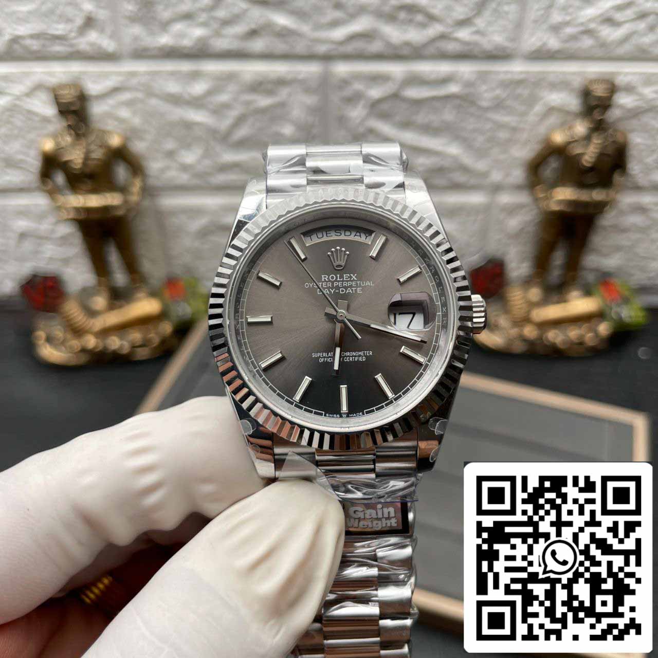 Rolex Day Date M228236-0013 Quadrante ardesia platino Migliore edizione 1:1 QF Factory 184 grammi