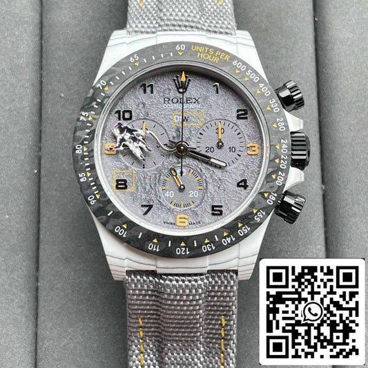 【Versione modificata DIW del movimento 4130】 Custodia in fibra di carbonio con cinturino grigio serie Rolex Cosmograph Daytona