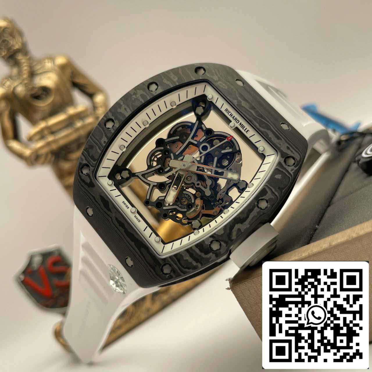 RICHARD MILLE RM055 ZF 2024 1:1 Best Edition Cassa in fibra di carbonio Cinturino nero 