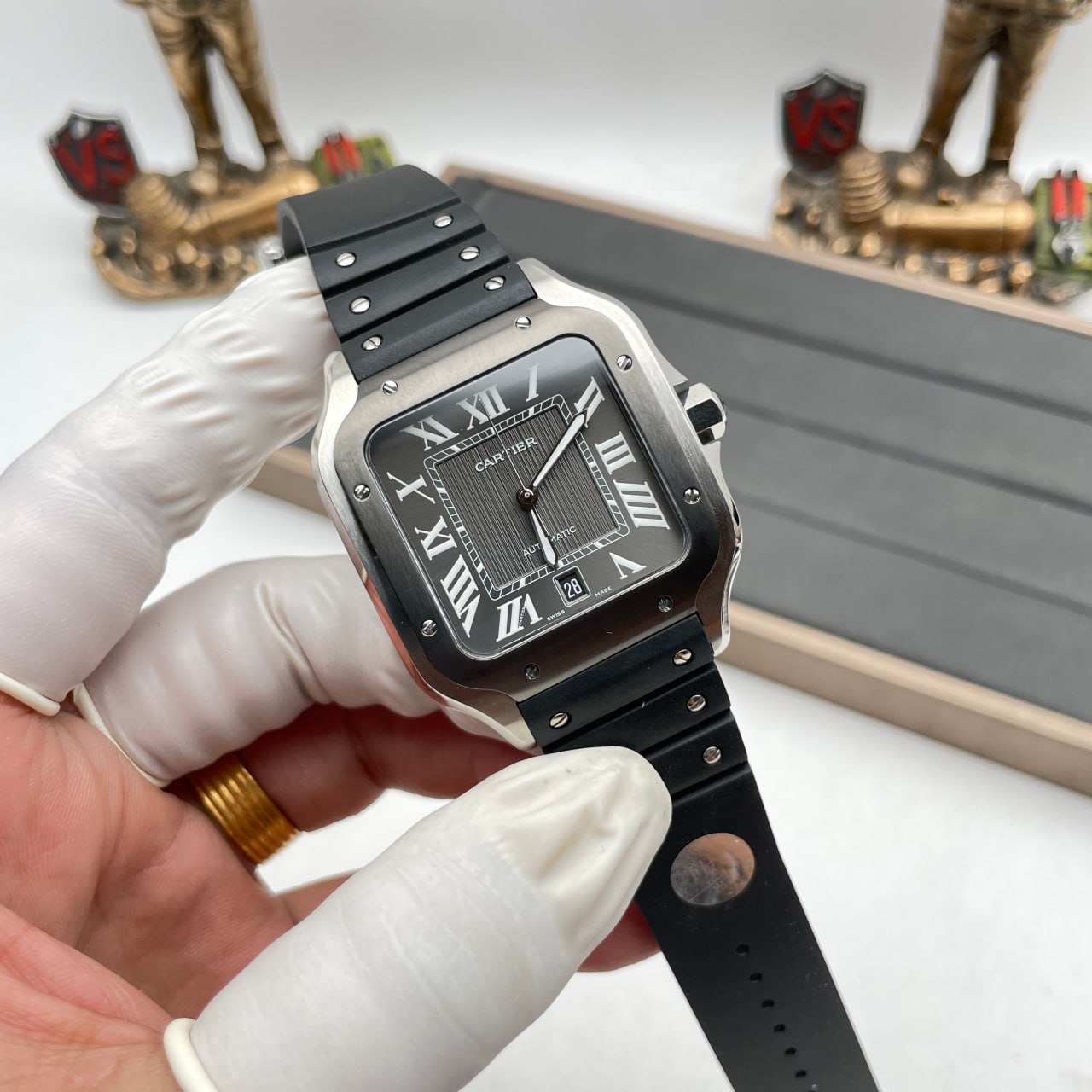 Cartier Santos WSSA0037 1:1 Best Edition GF Factory V2 Rubber Strap