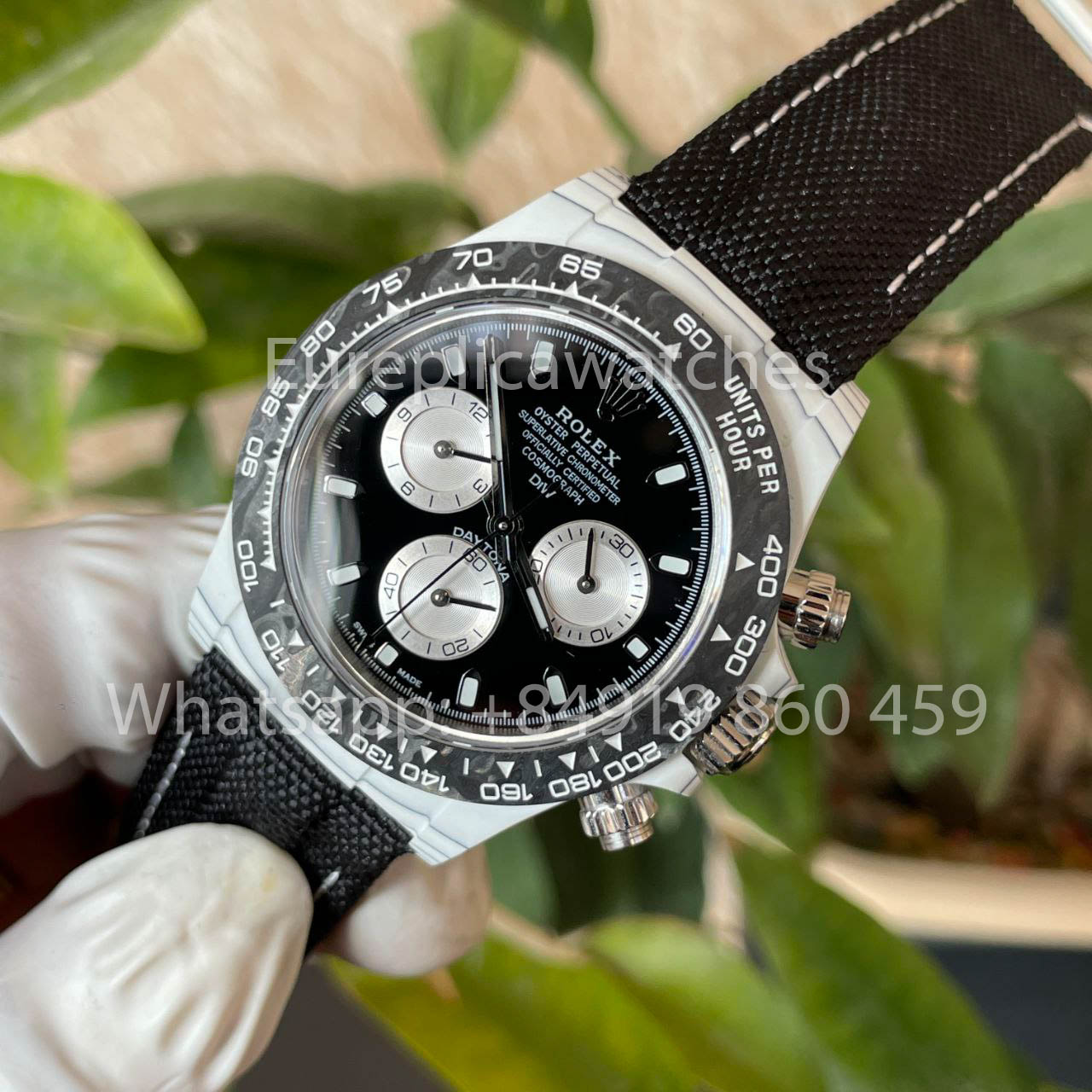 【Versión modificada DIW del movimiento 4130】 Serie Rolex Cosmograph Daytona con caja de fibra de carbono blanca