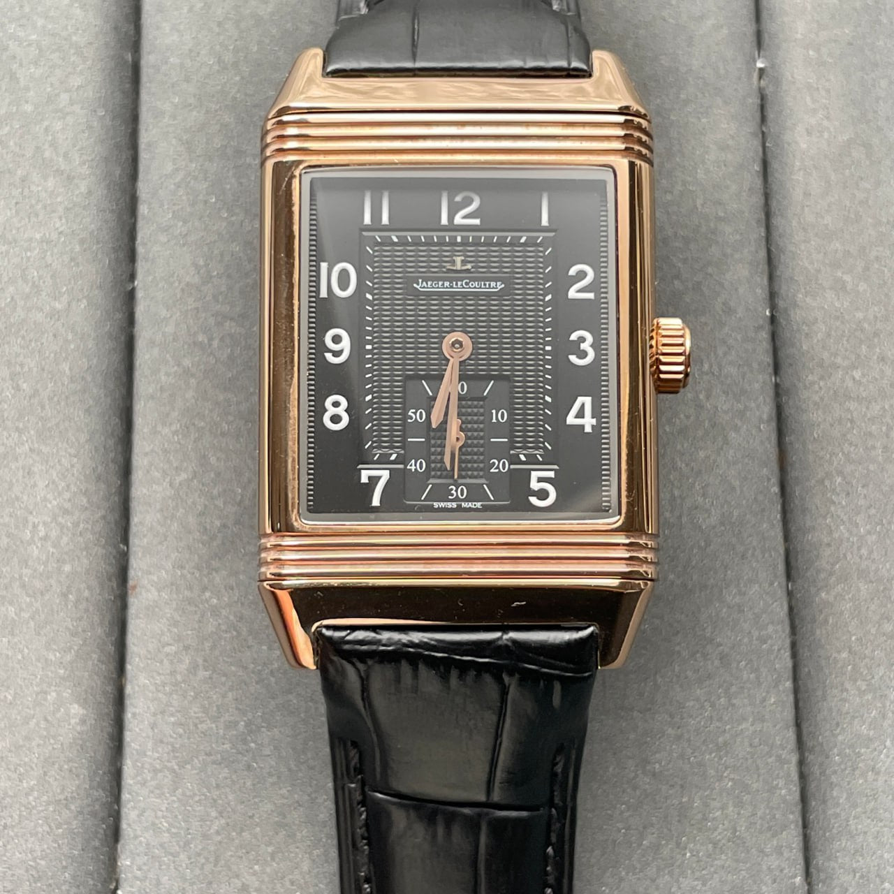 Jaeger LeCoultre Reverso Q3732470 1:1 Mejor edición Oro rosa Esfera negra