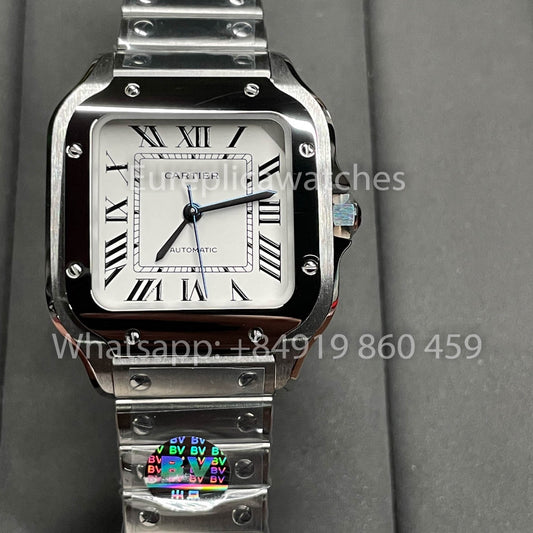 Cartier Santos WSSA0009 1:1 Miglior Clone BV Factory V2 Quadrante Bianco