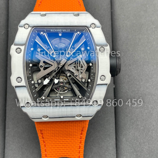 Richard Mille RM12-01 Tourbillon 1:1 Best Edition RM Factory Carbon Fiber Case Orange Strap