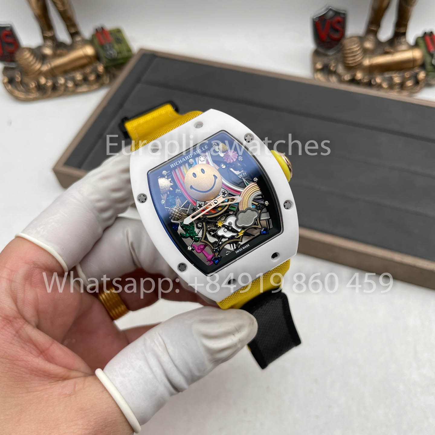 Richard Mille RM88 Smiley V2 Ceramic Case 1:1 Best Clone Yellow Velcro Strap