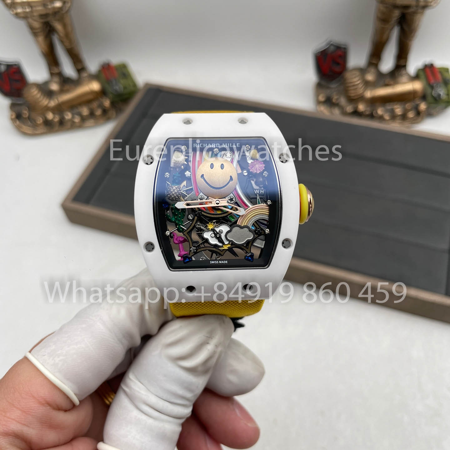 Richard Mille RM88 Smiley V2 Ceramic Case 1:1 Best Clone Yellow Velcro Strap