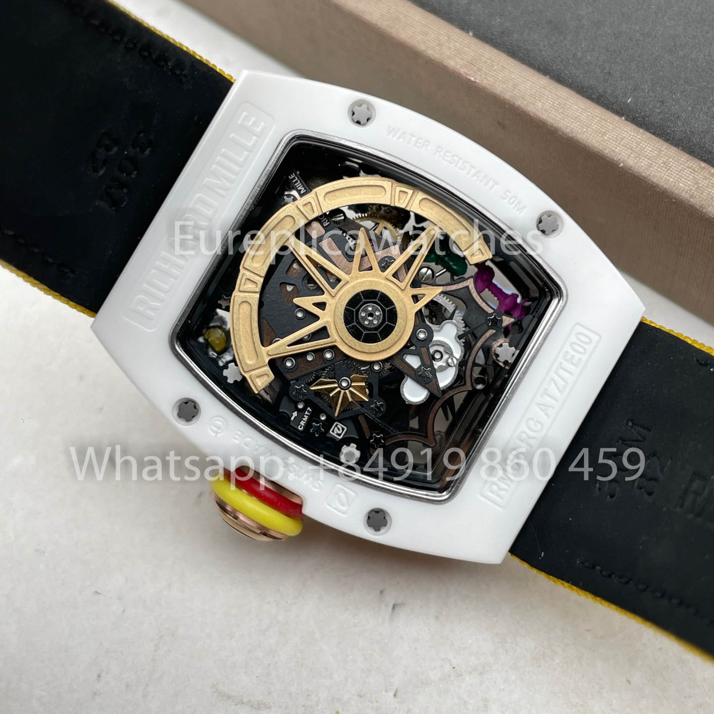 Richard Mille RM88 Smiley V2 Ceramic Case 1:1 Best Clone Yellow Velcro Strap