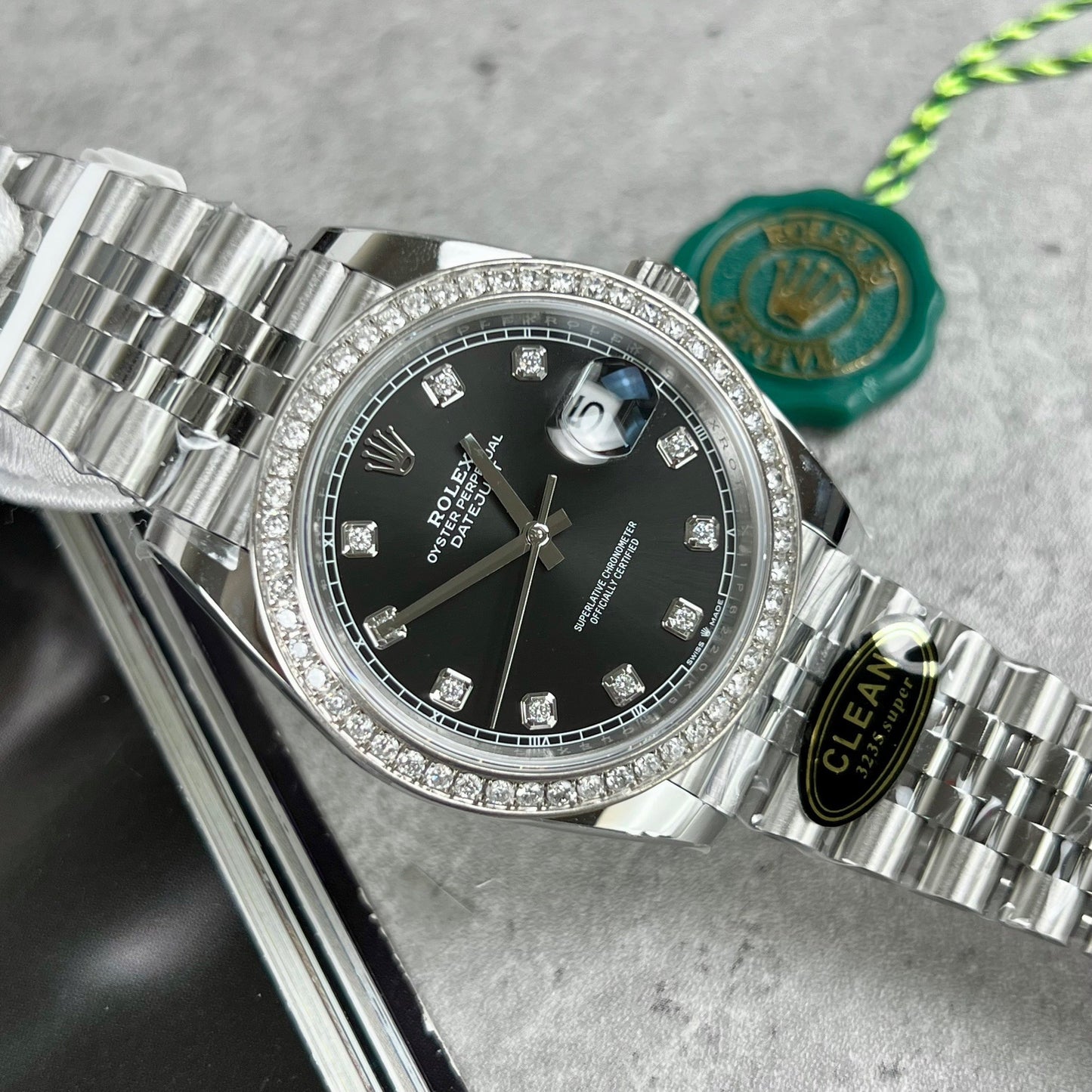 Orologio da uomo Rolex Datejust 41 con diamanti neri 126334-0012 moissanite personalizzato