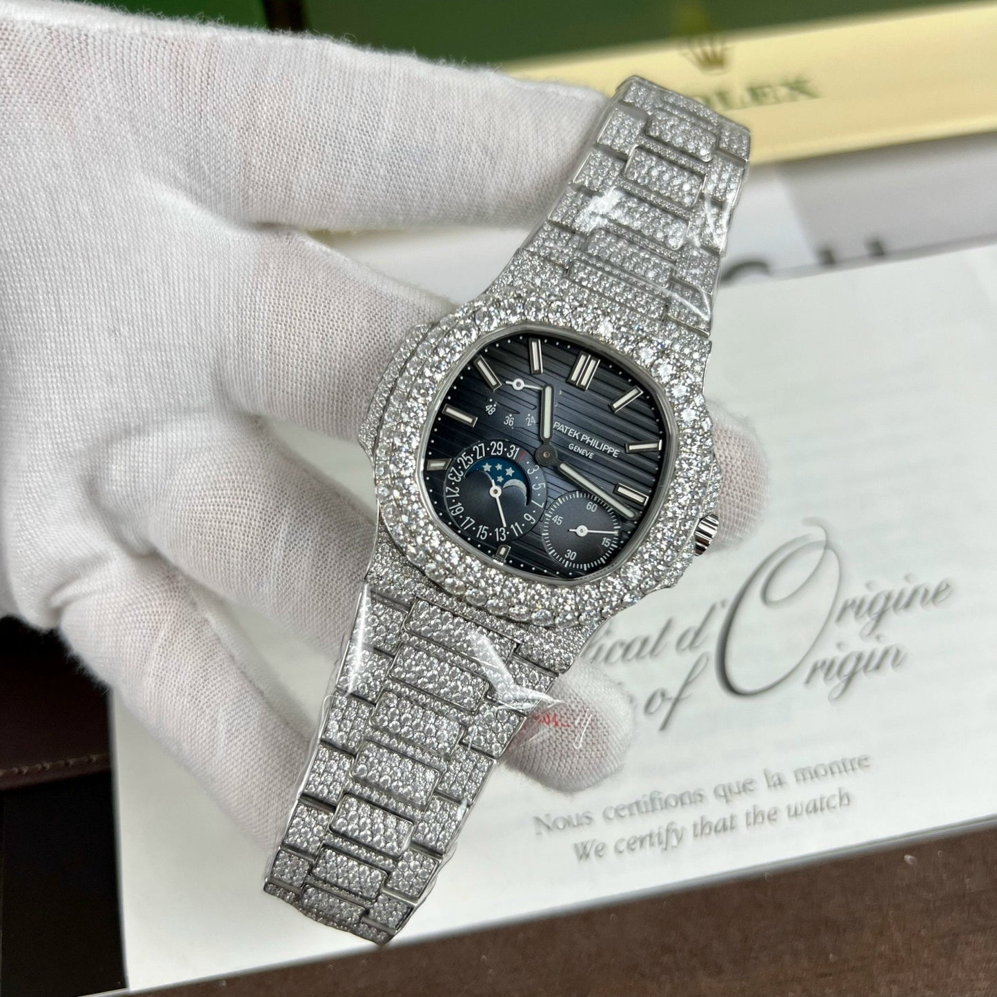 Patek Philippe Nautilus 5712/1A-001 1:1 Best Edition PPF Factory V2 quadrante blu Moissanite personalizzato