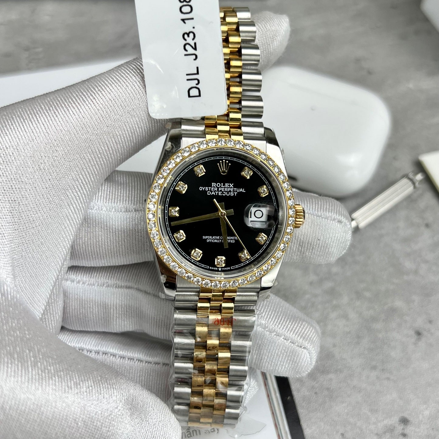 Rolex Datejust 36 mm Diamantes 126283RBR Oro amarillo de 18 k y moissanita