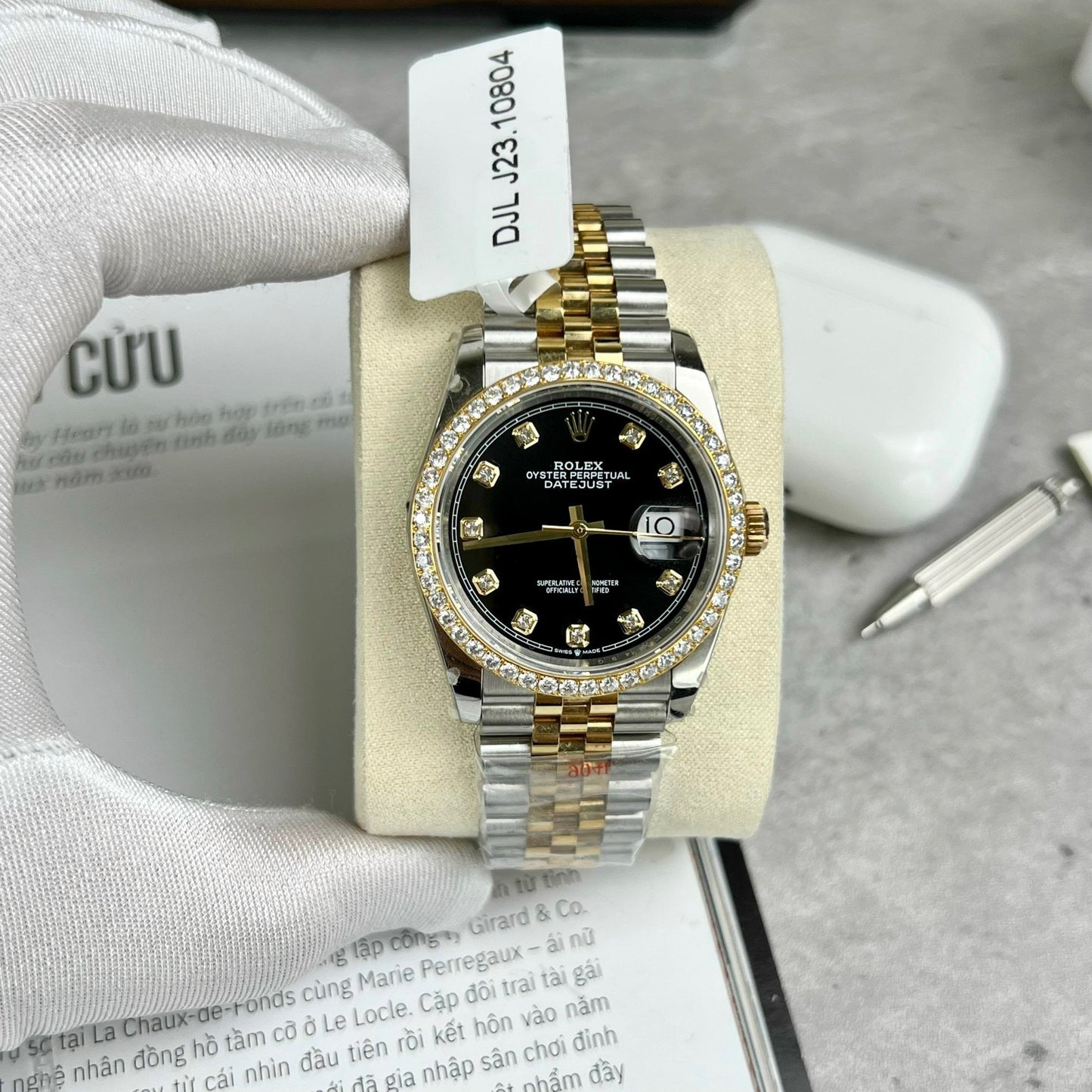 Rolex Datejust 36 mm Diamantes 126283RBR Oro amarillo de 18 k y moissanita