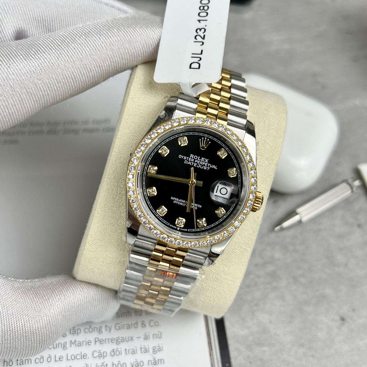 Rolex Datejust 36 mm Diamantes 126283RBR Oro amarillo de 18 k y moissanita